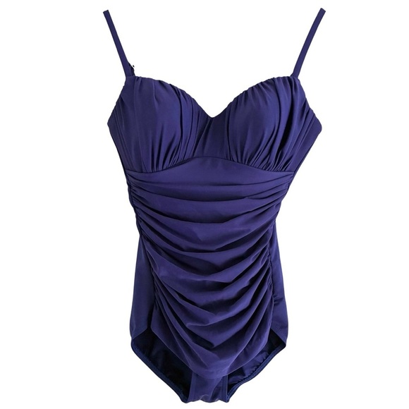 Miraclesuit Purple Slimming Ruched Swimsuit One Piece 8 - Picture 2 of 11